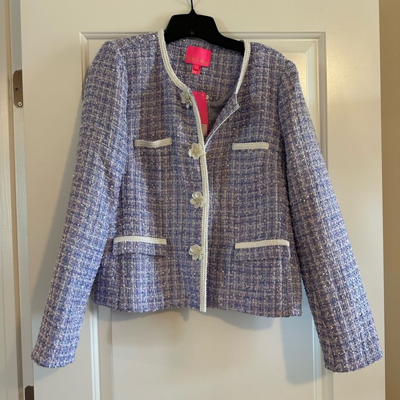 NWT Lilly Pulitzer Jaden Tweed Boucle Jacket, Lark Lilac Swirl, 8 - Picture 3 of 7